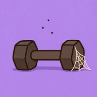 A drawn dumbbell gathering dust