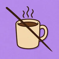 A drawn steaming mug, crossed out