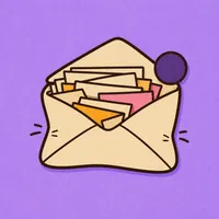 A drawn envelope stuffed with letters