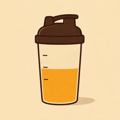 A drawn protein shaker bottle