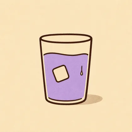 A drawn glass of water with ice