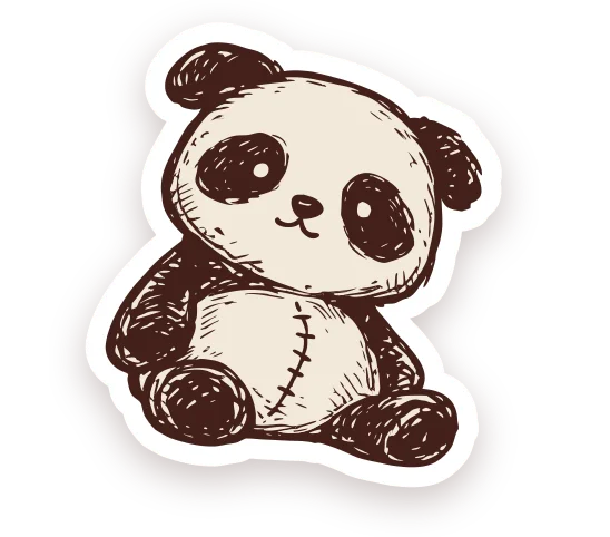 A stitched panda plushie