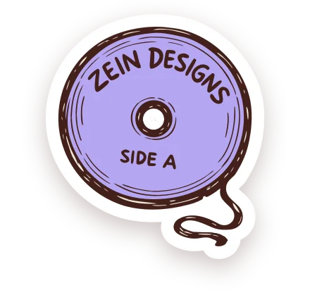 A lilac vinyl record labelled ZEIN DESIGNS, SIDE A
