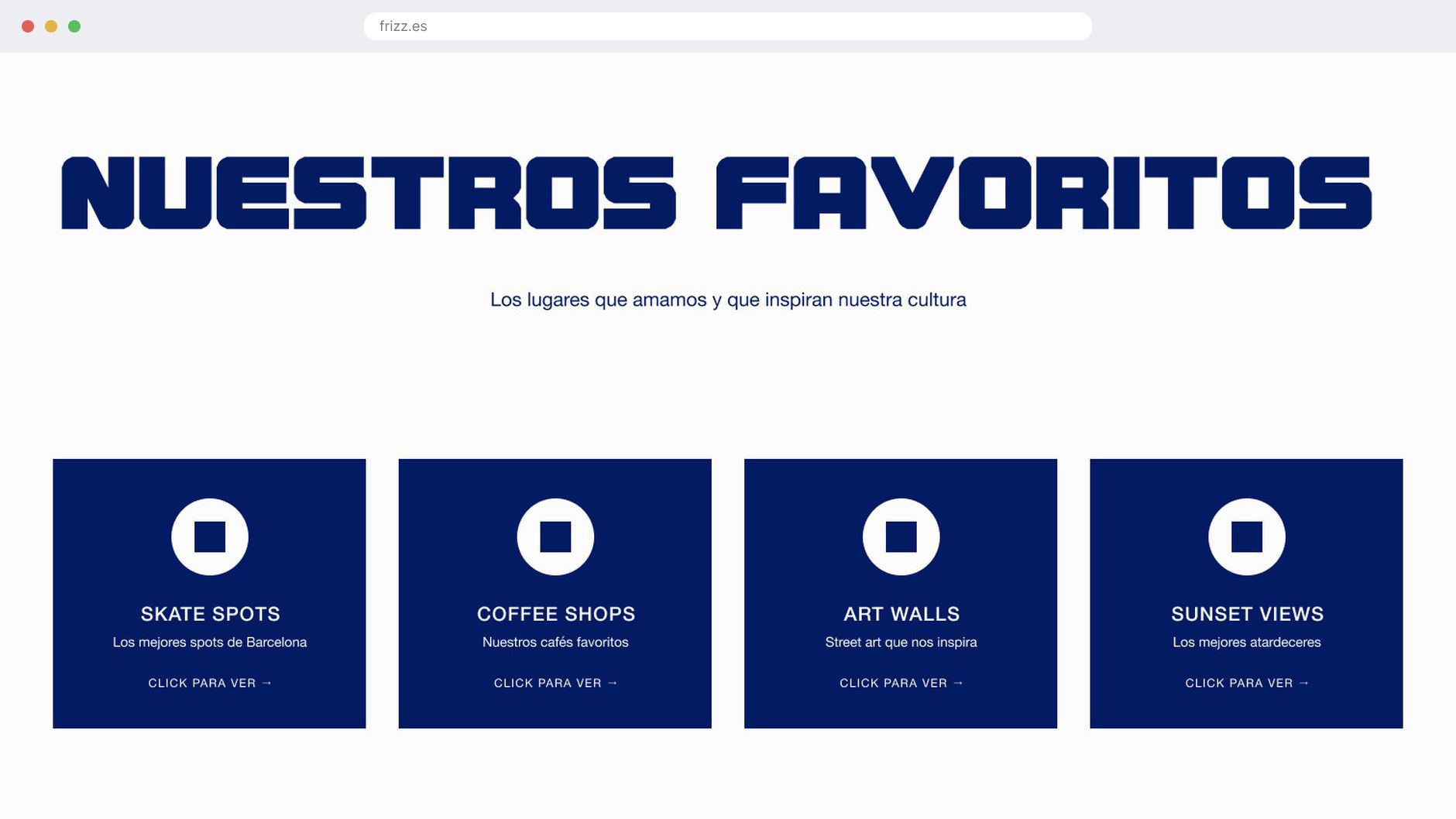 Nuestros Favoritos: the four Barcelona guides in their browser window on navy