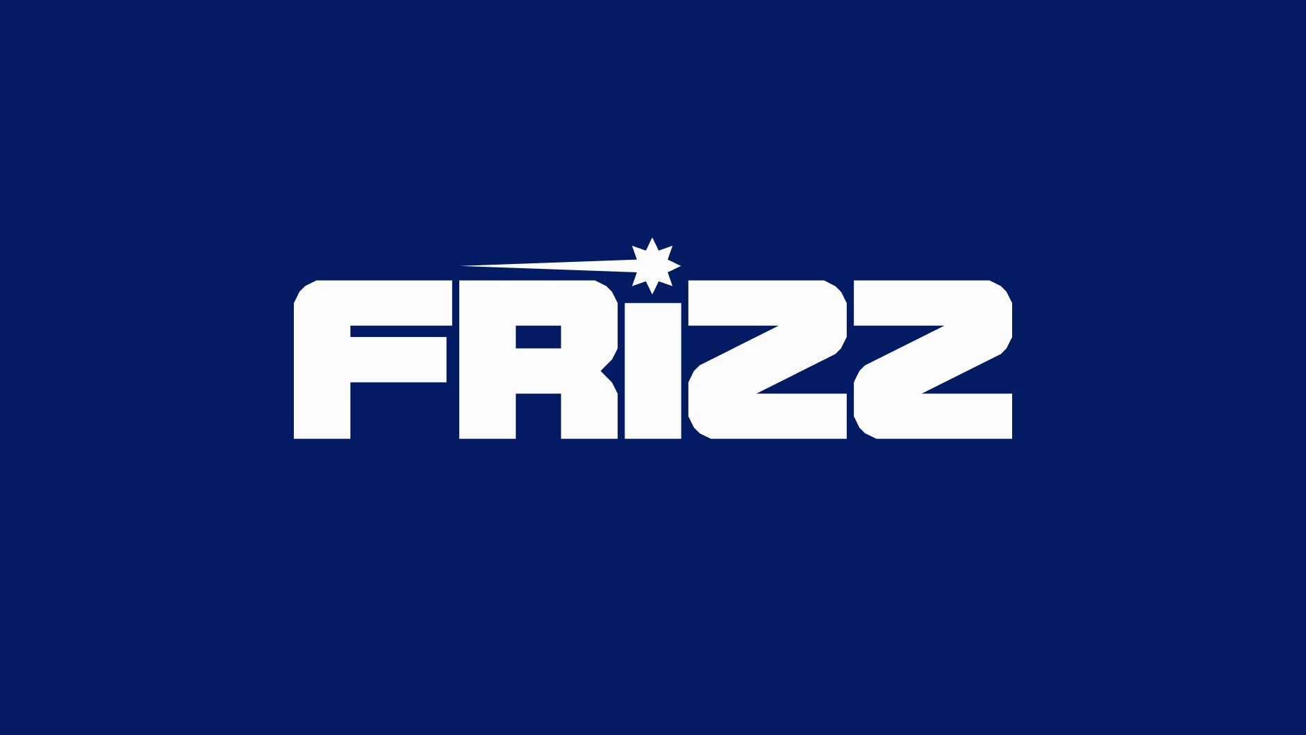 The Frizz wordmark in Nynjara, the burst over the i, flat on the page